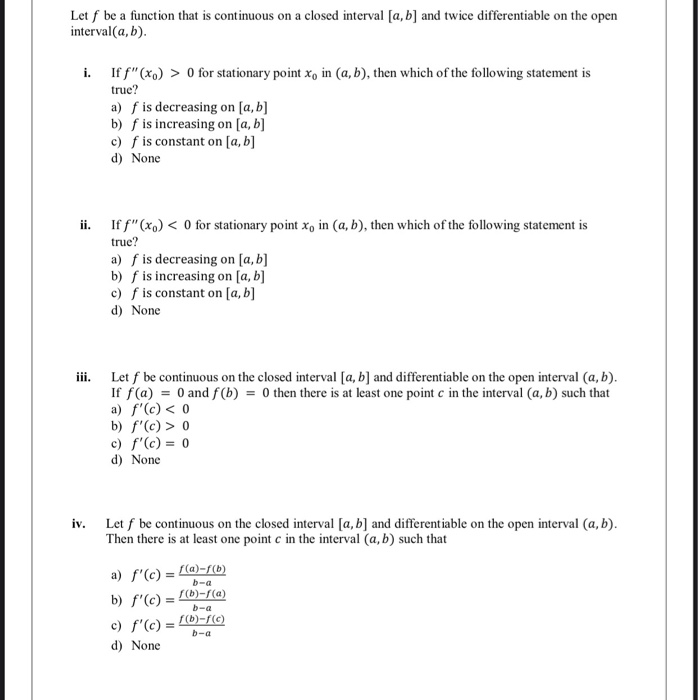 Solved Let f be a function that is continuous on a closed | Chegg.com