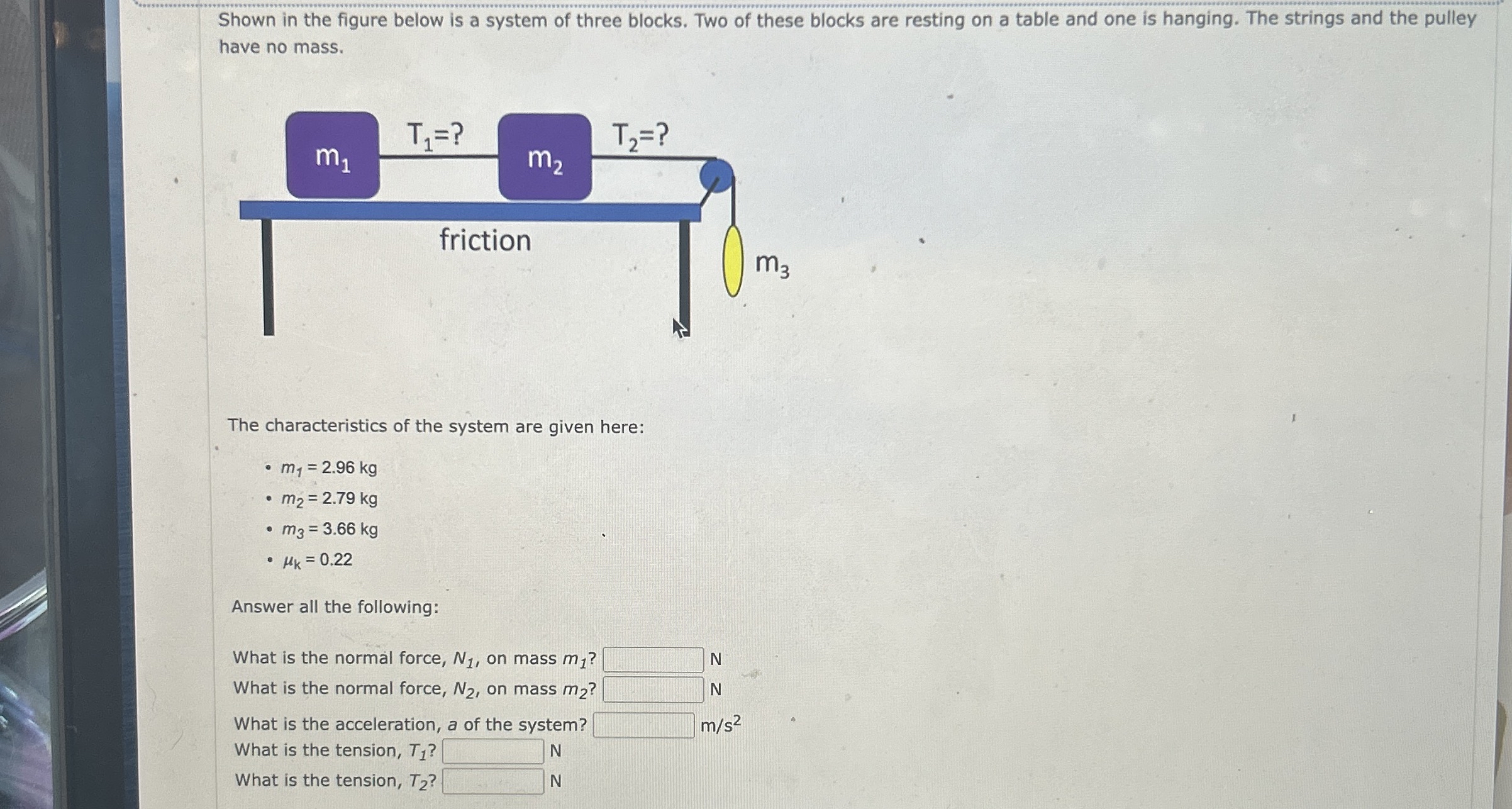 Solved Shown in the figure below is a system of three | Chegg.com