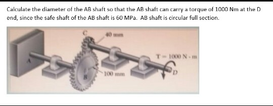 Solved Calculate the diameter of the AB shaft so that the AB | Chegg.com