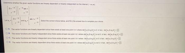 Solved Determine whether the given vector functions are any | Chegg.com