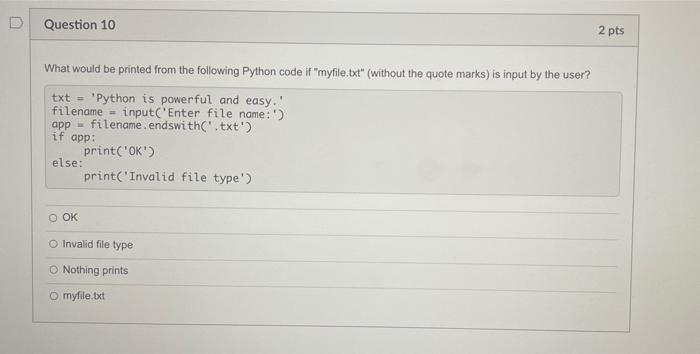 Solved D Question 1 2 pts What does the following code | Chegg.com