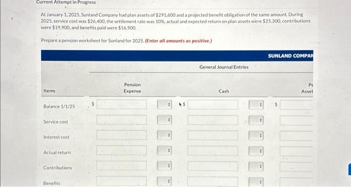 Current Attempt in Progress At January 1, 2025, | Chegg.com