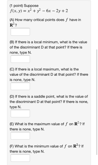 Solved 1 Point Suppose Fx Y X2 Y2 6x 2y 2 A 4954