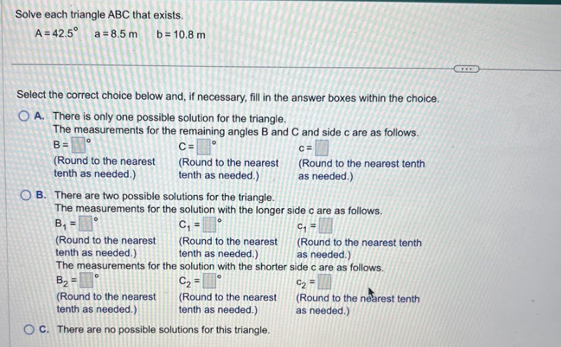 Solved Solve each triangle ABC that | Chegg.com