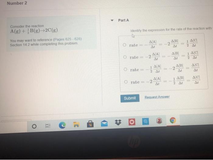 Solved Number 2 Part A Consider the reaction A(g) +B(g) | Chegg.com