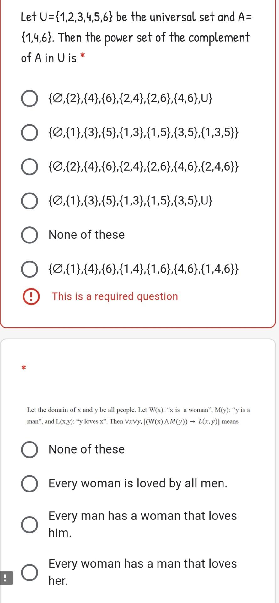 Solved Let U 1 2 3 4 5 6 Be The Universal Set And A 1 Chegg Com