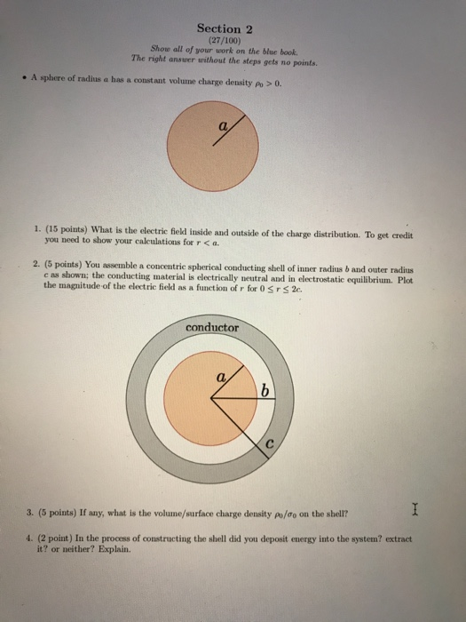 Solved Section 2 (27/100) Show all of your work on the blue | Chegg.com