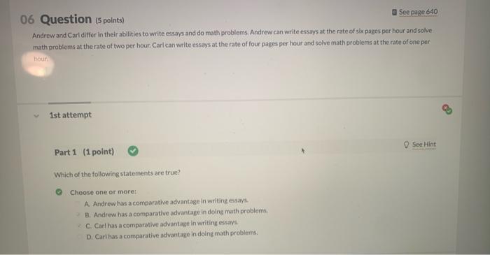Solved 06 Question (5 points) See page 640 Andrew and Carl | Chegg.com