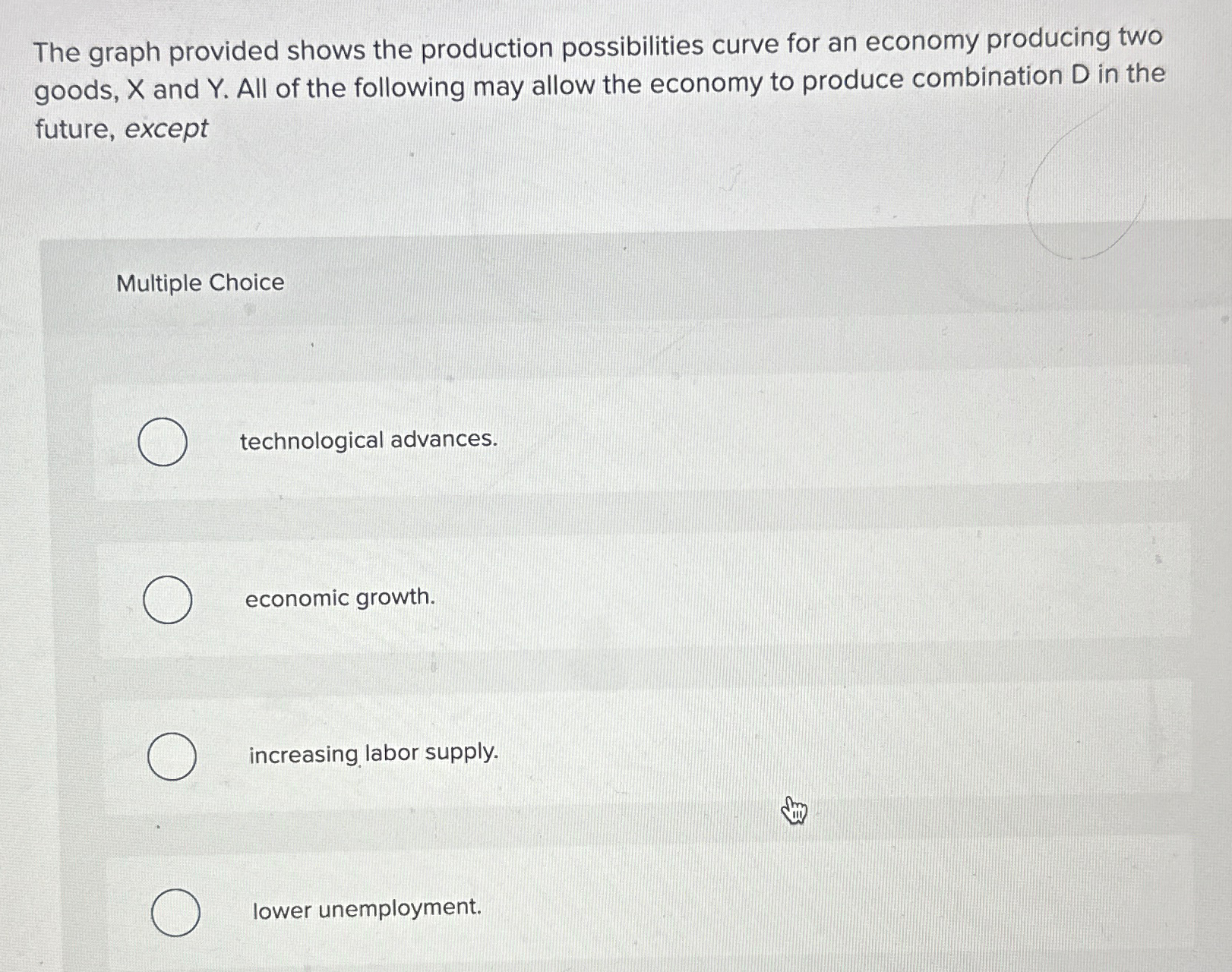 Solved The graph provided shows the production possibilities | Chegg.com
