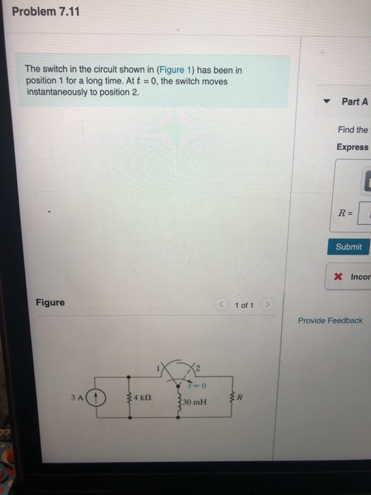 Solved Problem 7.11 The switch in the circuit shown in | Chegg.com