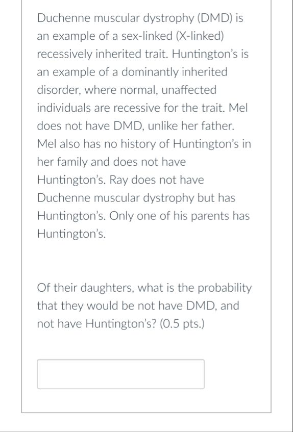 Solved Duchenne muscular dystrophy (DMD) ﻿is an example of a | Chegg.com