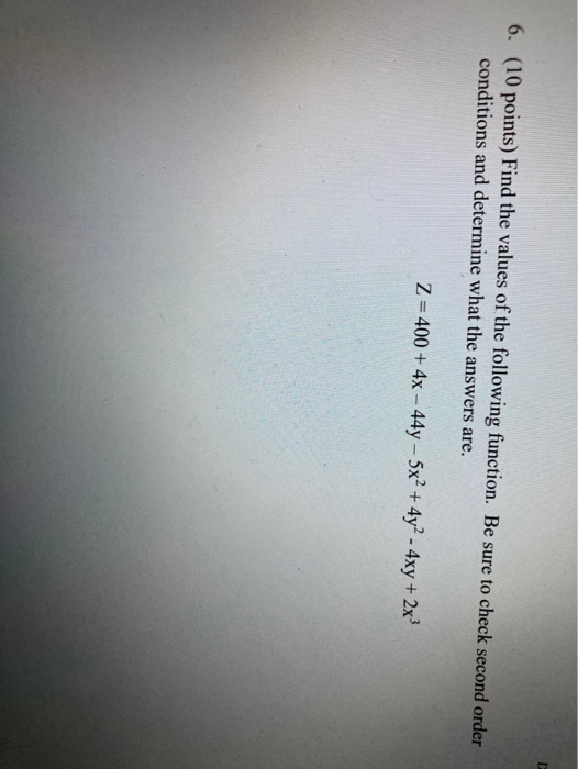 Solved 6. (10 Points) Find The Values Of The Following | Chegg.com