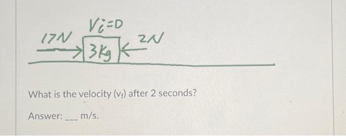 Solved What is the velocity (vf) after 2 seconds? Answer: | Chegg.com
