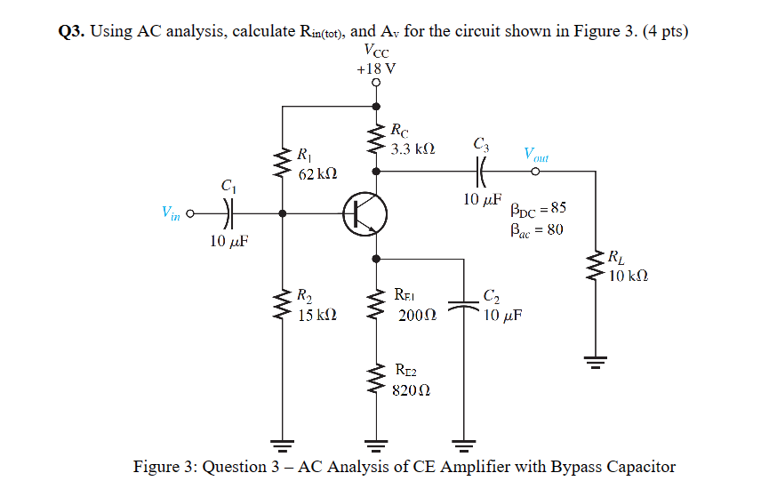 Solved Q3. ﻿Using AC ﻿analysis, calculate Rin(tot), , ﻿and | Chegg.com