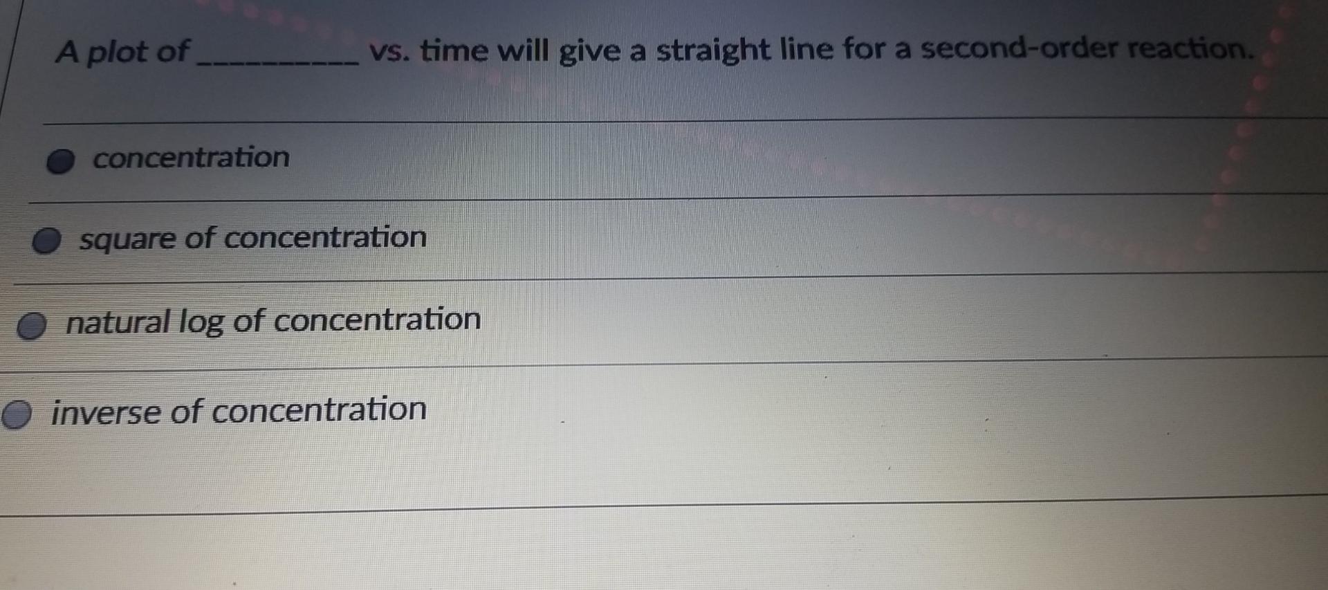 Solved A plot of vs. time will give a straight line for a | Chegg.com
