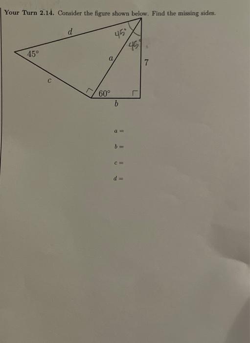Solved Your Turn 2.14. Consider the figure shown below. Find | Chegg.com