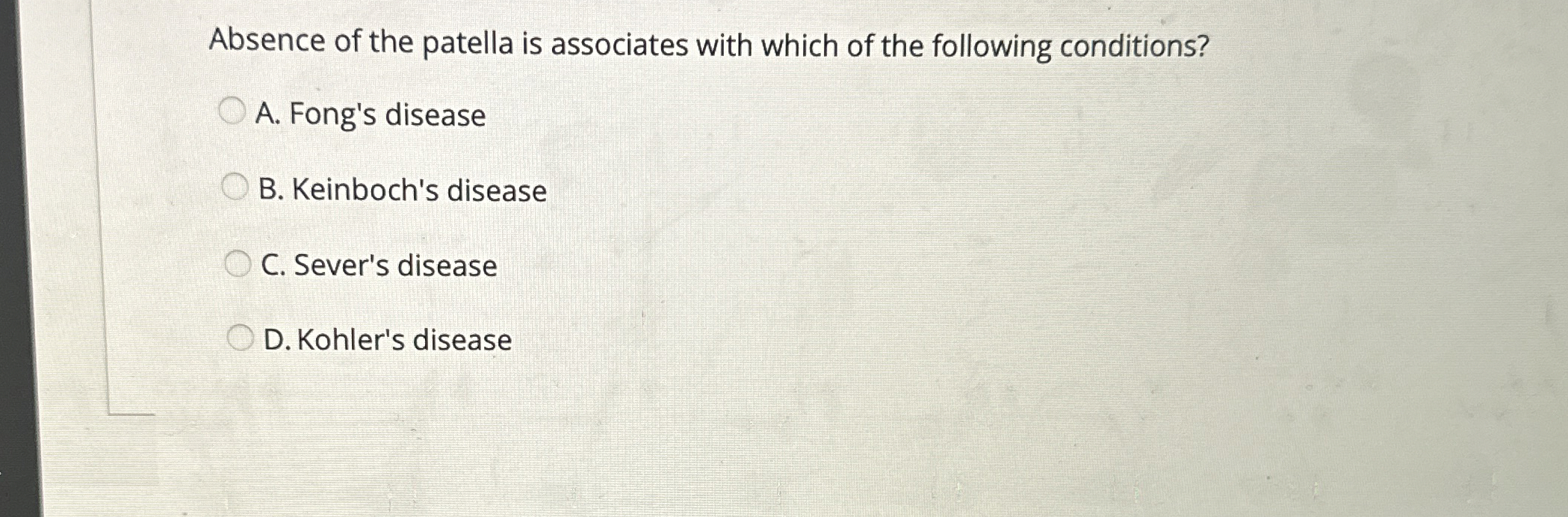 Solved Absence of the patella is associates with which of | Chegg.com