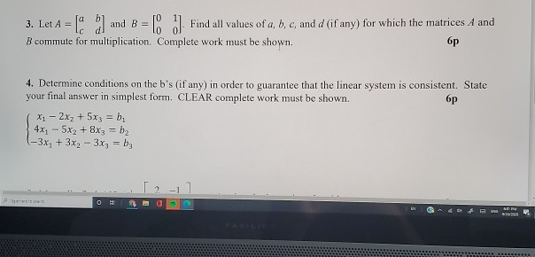 Solved 3. Let A = And B = Find All Values Of A, B, C, And D | Chegg.com