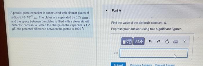 Solved A parallel-plate capacitor is constructed with | Chegg.com