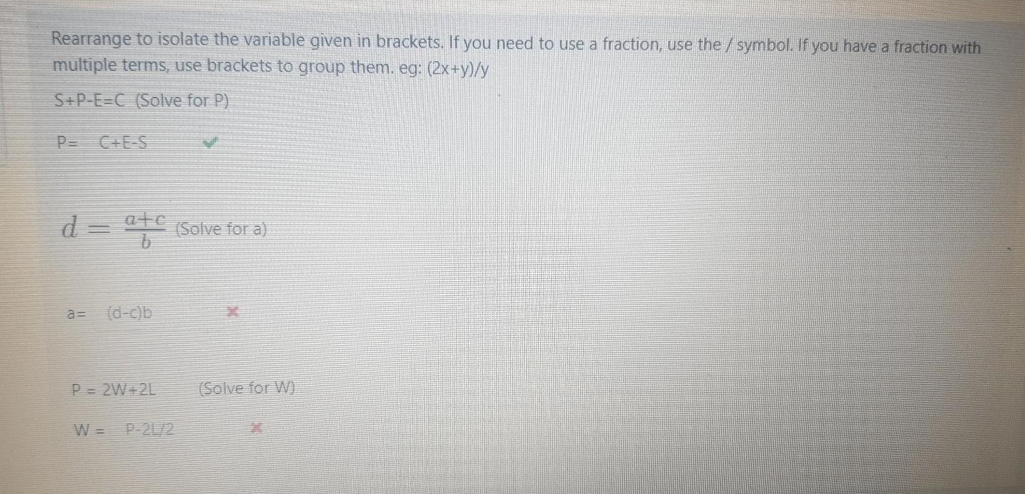 Solved Rearrange to isolate the variable given in brackets. | Chegg.com