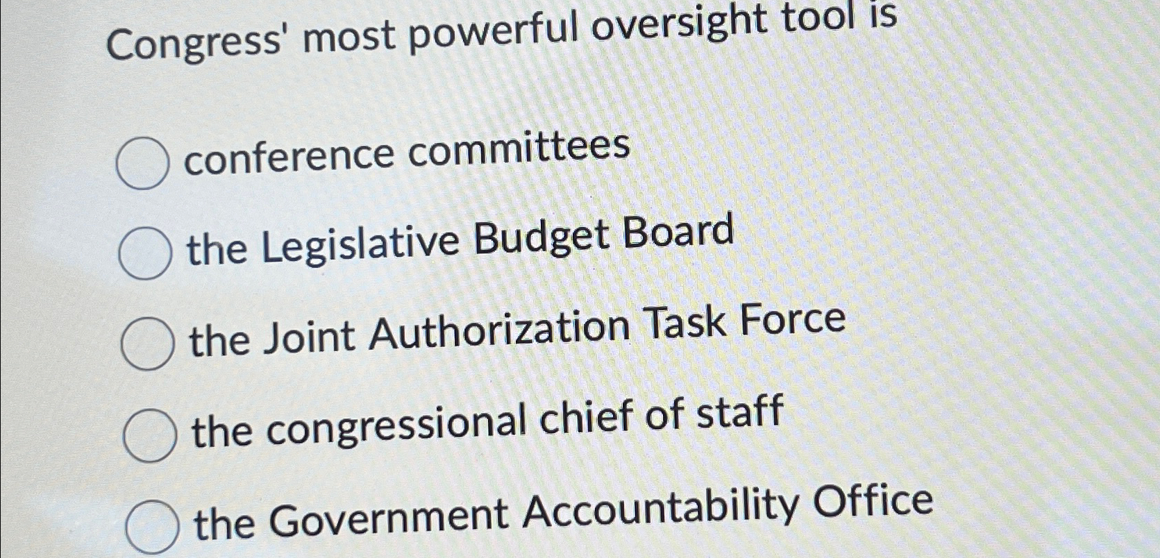 Solved Congress' most powerful oversight tool isconference | Chegg.com