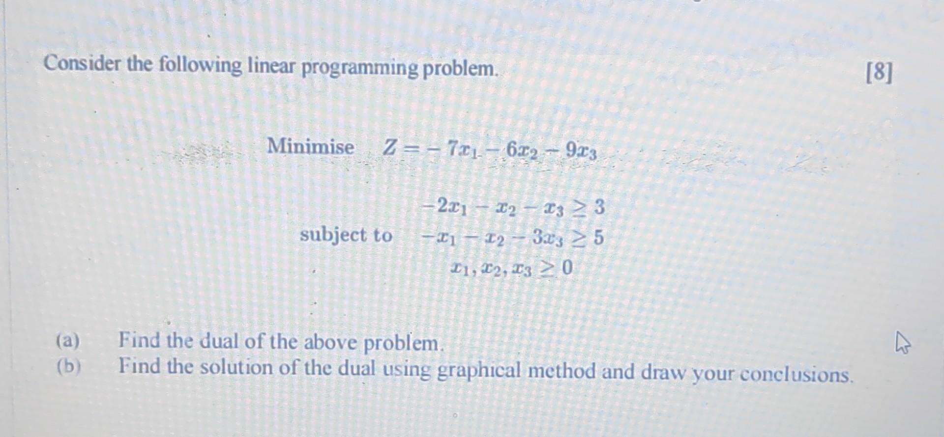 Solved Consider the following linear programming problem. | Chegg.com