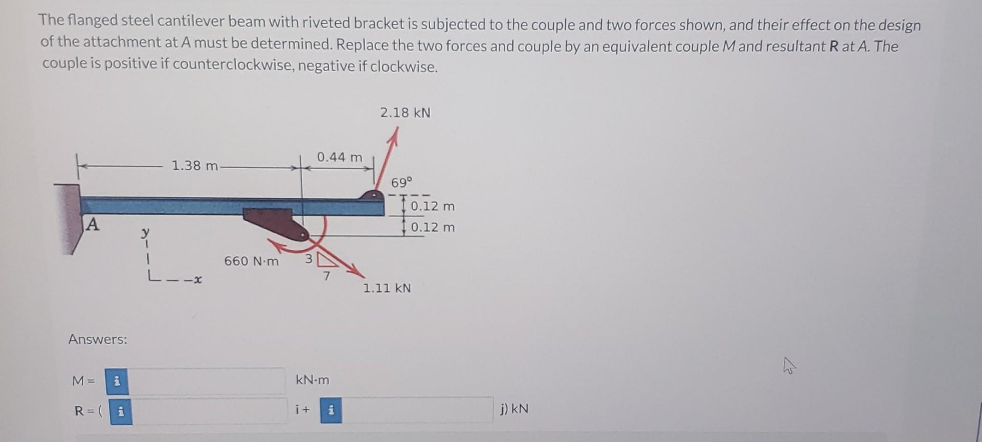 Solved The flanged steel cantilever beam with riveted | Chegg.com