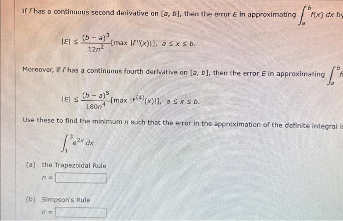 Solved Consider The Error Formulas. | Chegg.com