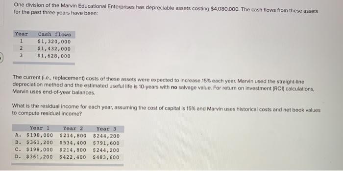 Solved One division of the Marvin Educational Enterprises | Chegg.com