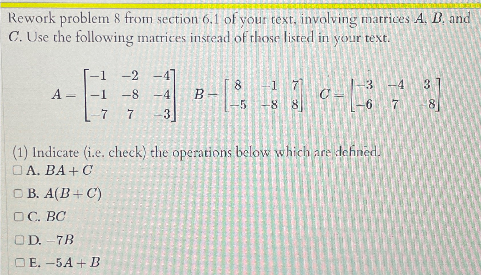 Solved Rework problem 8 ﻿from section 6.1 ﻿of your text, | Chegg.com