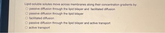 Solved Lipid-soluble solutes move across membranes along | Chegg.com