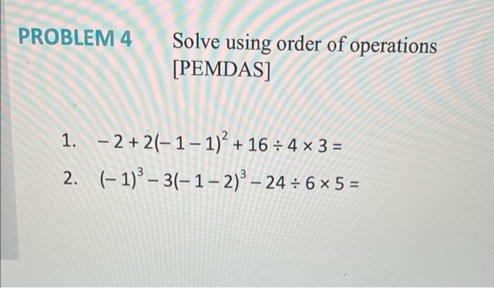 pemdas problems with solutions