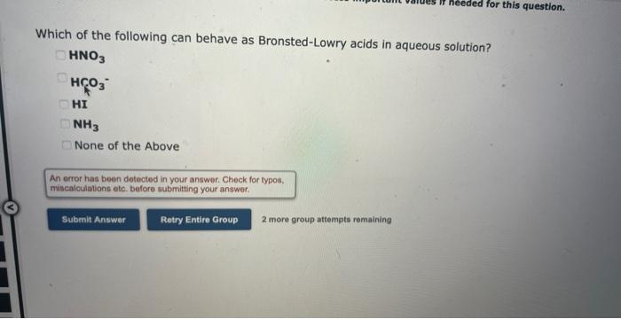 Solved Which Of The Following Can Behave As Bronsted-Lowry | Chegg.com