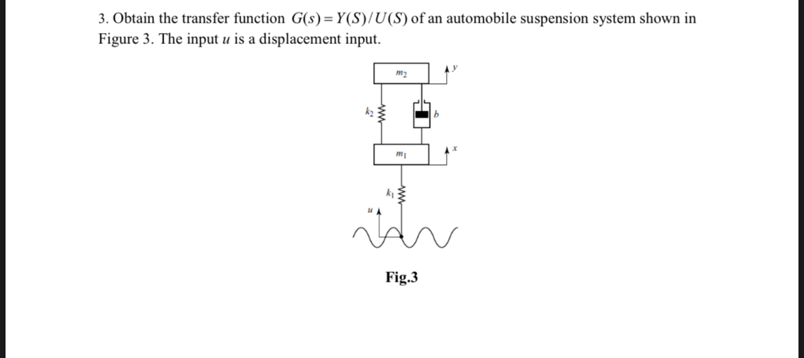Obtain the transfer function G(s)=YSU(S) ﻿of an