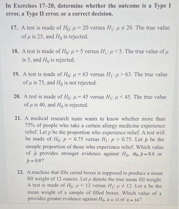 Solved In Exercises 17-20, determine whether the outcome is | Chegg.com
