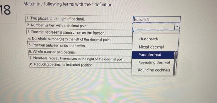 Solved Match the following terms with their | Chegg.com