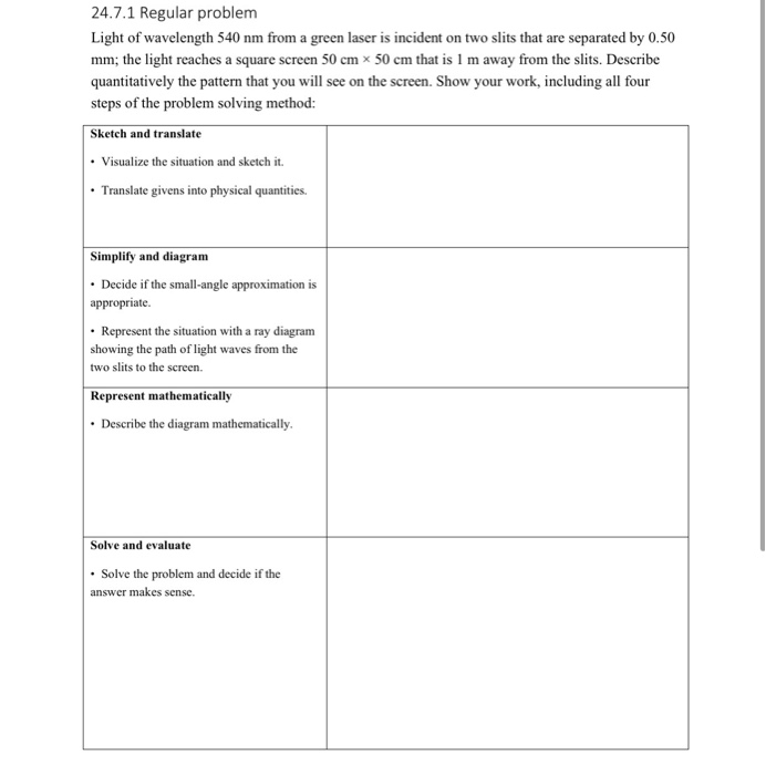 Solved 24.7.1 Regular problem Light of wavelength 540 nm | Chegg.com