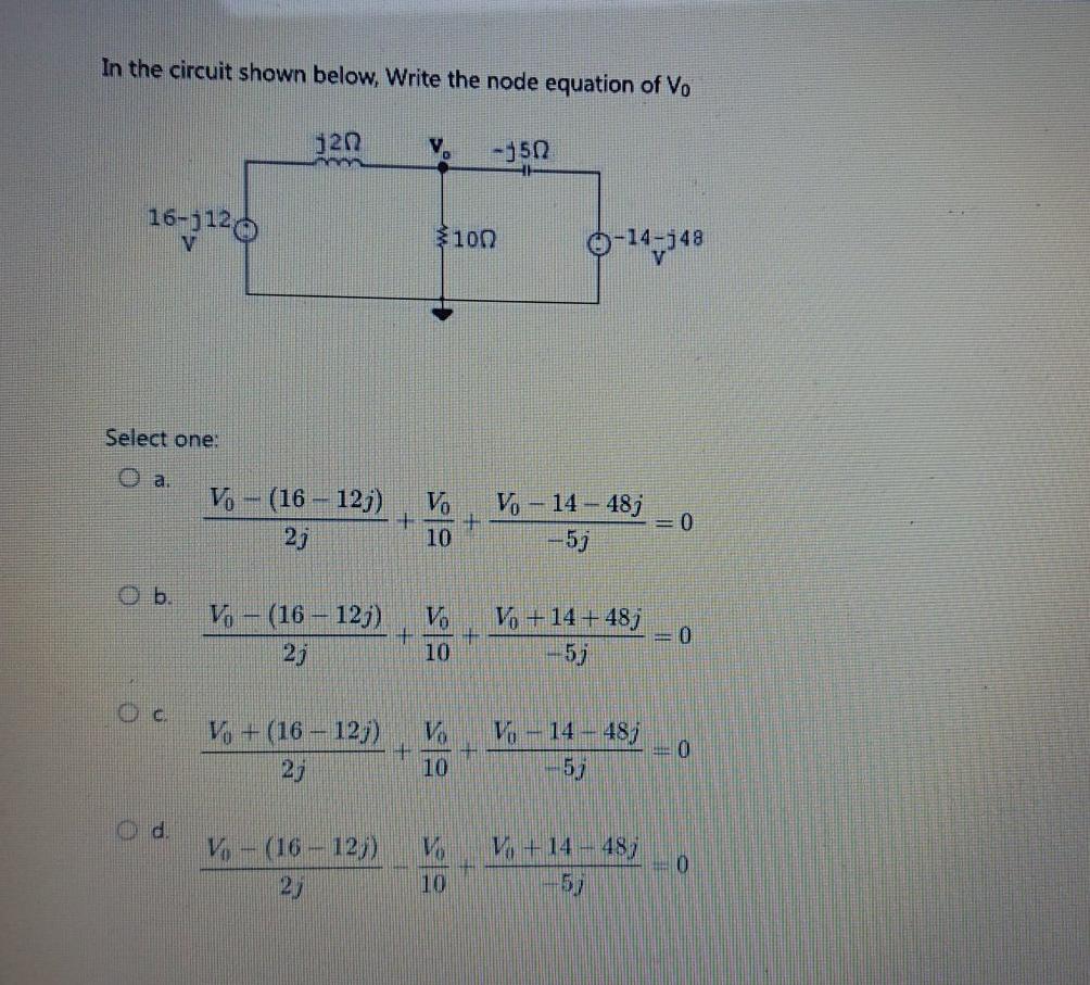 Solved In the circuit shown below, Write the node equation | Chegg.com
