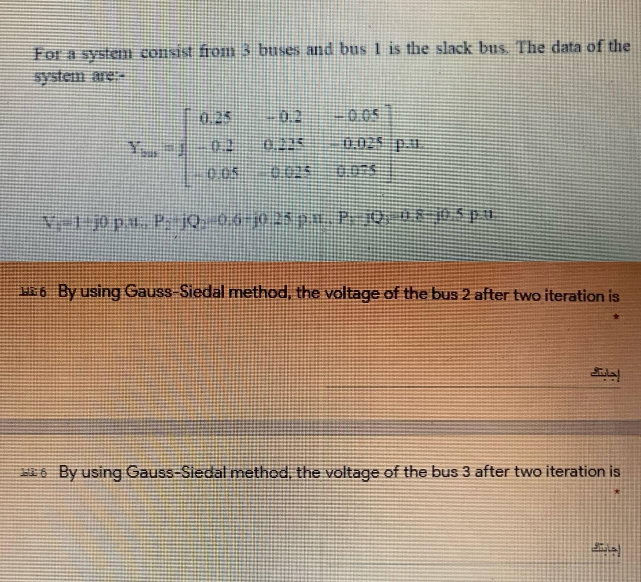 Solved For a system consist from 3 buses and bus 1 is the | Chegg.com