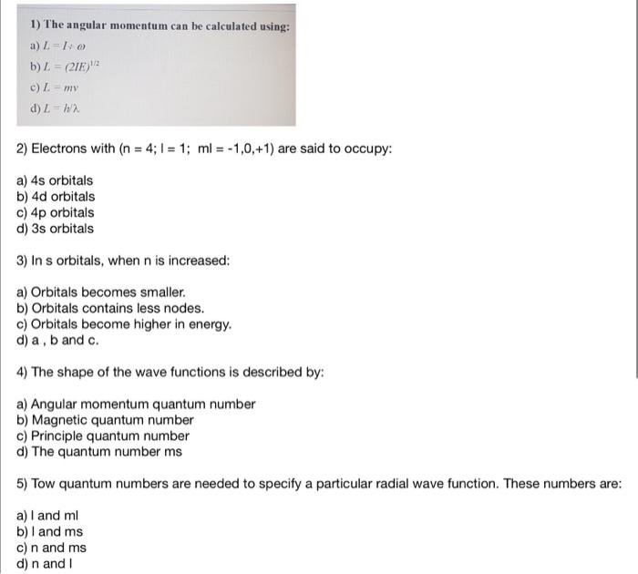 Solved 1 The Angular Momentum Can Be Calculated Using A Chegg Com