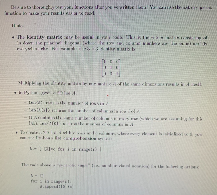Solved 4. (5 points) Write a function matrix.power(A, n) | Chegg.com