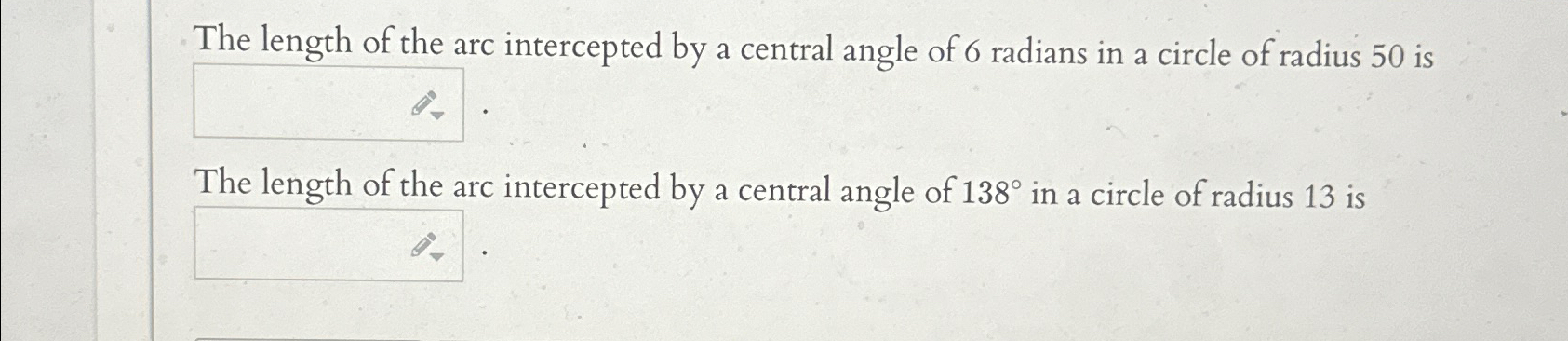 Solved The length of the arc intercepted by a central angle | Chegg.com