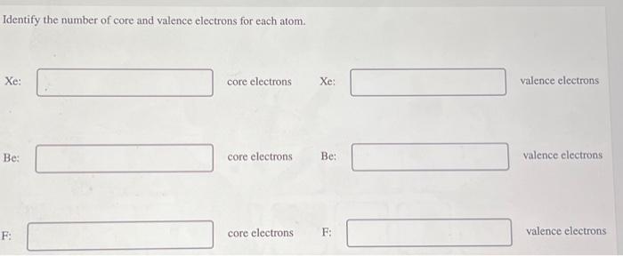 Solved Identify the number of core and valence electrons for | Chegg.com