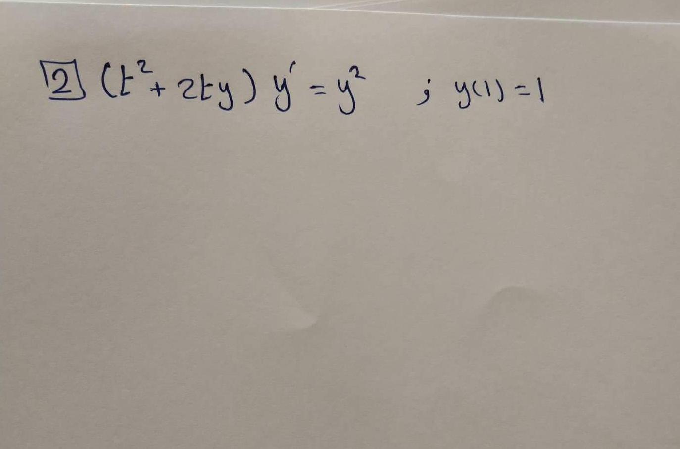 \( 23\left(t^{2}+2 t y\right) y^{\prime}=y^{2} \quad ; \quad y(1)=1 \)