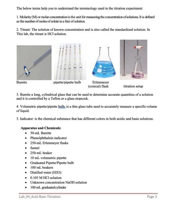Solved Determination of unknown concentration of an acid or
