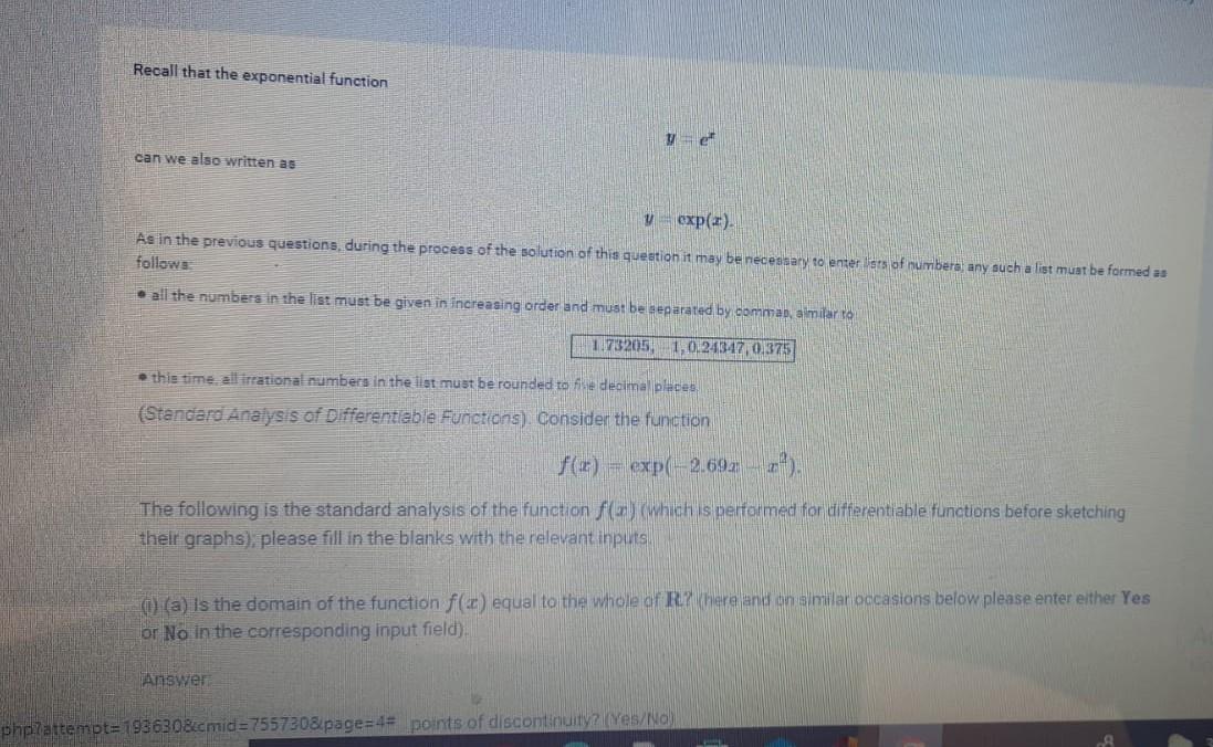 Solved Recall that the exponential function Ver can we also | Chegg.com