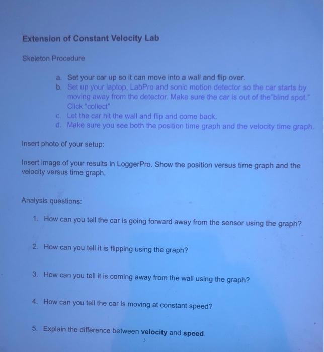 Solved Extension of Constant Velocity Lab Skeleton Procedure