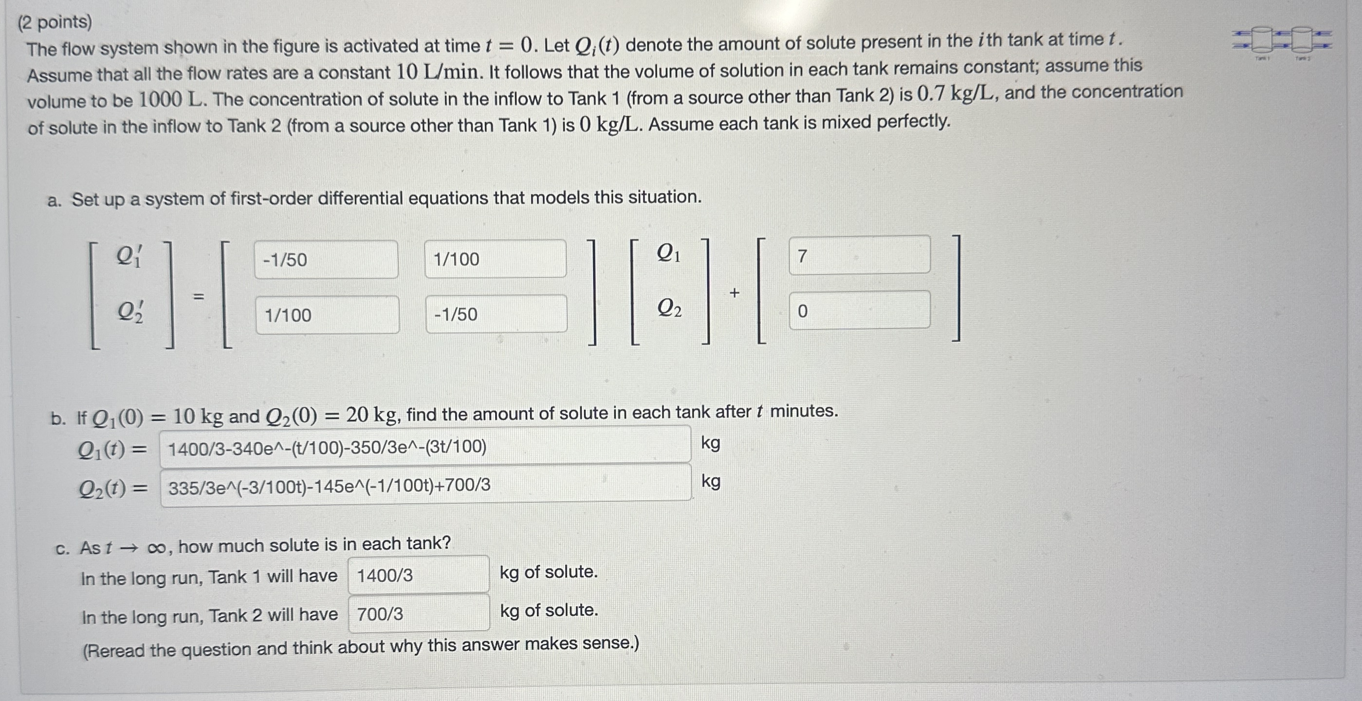 Solved (2 ﻿points)The flow system shown in the figure is | Chegg.com