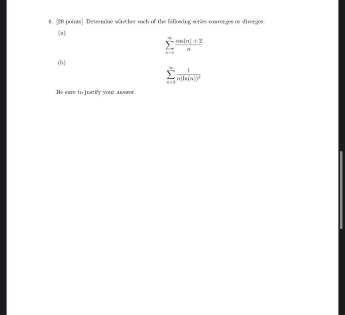 Solved 6. 20 points Determine whether each of the following | Chegg.com