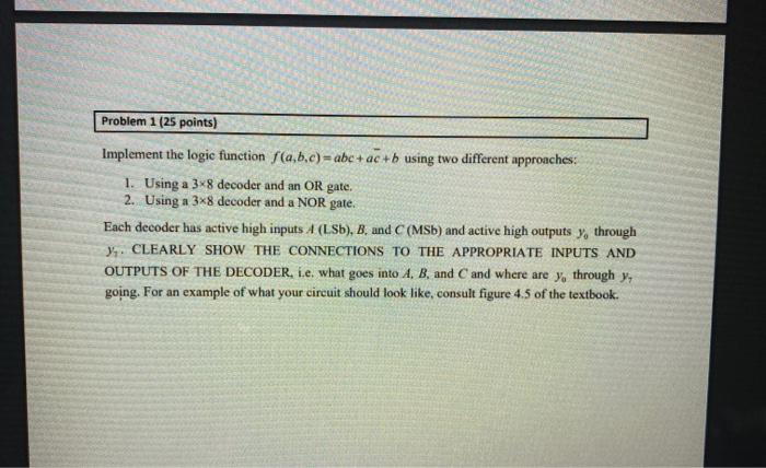 Solved Problem 1 (25 points) Implement the logic function | Chegg.com